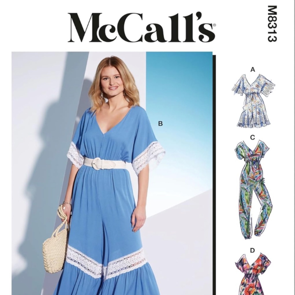 M8313 McCall's Misses' Romper and Jumpsuits Sewing Pattern Kit XS-MED